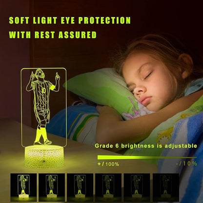 Argentina Soccer Player #10 3D Illsuion Lamp for Boys,16 Colors Changing Dimmable with Night Light，Football Fans Children's Day Gift，Football Fans for Children's Room Decoration (02)