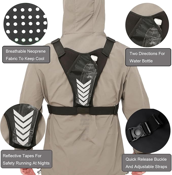 Criuage Outdoor Chest Bag for Men, Lightweight Adjustable Running Vest, Water Resistant EDC Chest Pack with Water Bottle Pocket, Breathable Back Pad for Hiking Cycling Fishing Travel (Camo)