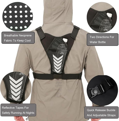 Criuage Outdoor Chest Bag for Men, Lightweight Adjustable Running Vest, Water Resistant EDC Chest Pack with Water Bottle Pocket, Breathable Back Pad for Hiking Cycling Fishing Travel (Camo)