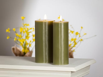 Abbott Collection Wax LED Flameless Pillar Candle - Green (4x8 H)