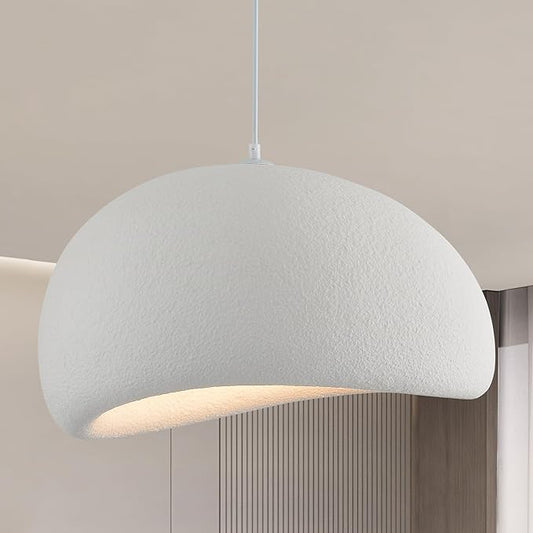 Wabi Sabi Pendant Light Oval, 19.7in Japanese Ceiling Fixture for Dining Room Kitchen Island Hallway Bedroom Restaurant, Adjustable Modern Japandi Hanging Lamp, E26 Base (50cm/19.7in)