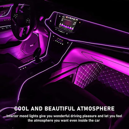 Ohleats Car LED Strip Light, 24 LED RGB Auto Interior Atmosphere Lights, Cigarette Lighter Under Dash Ambient Night Light, Interior Decorative Lamp Lighting Kit Car Accessories (Pink Purple)