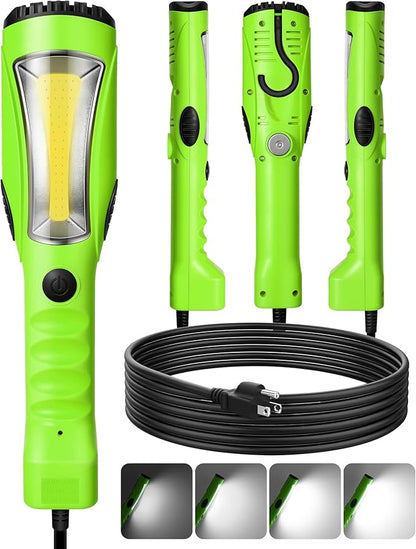 EDISHINE 2000LM LED Work Light, 15ft Underhood Work Light, Dimmable COB LED Trouble Light with Cord 16 Gauge SJTW, Strong Magnet, Swivel Hook for Mechanic, Garage, Workshop, Car Repair, ETL Listed