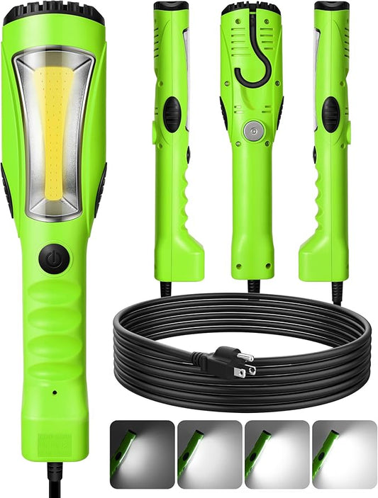EDISHINE 2000LM LED Work Light, 15ft Underhood Work Light, Dimmable COB LED Trouble Light with Cord 16 Gauge SJTW, Strong Magnet, Swivel Hook for Mechanic, Garage, Workshop, Car Repair, ETL Listed