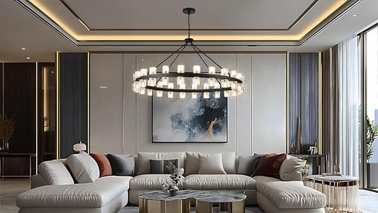 48 Inch Black Wagon Wheel Chandelier with Crystal Shade, 48 Lights, Modern Farmhouse Style, Ideal for Dining Room, Kitchen, Entryways