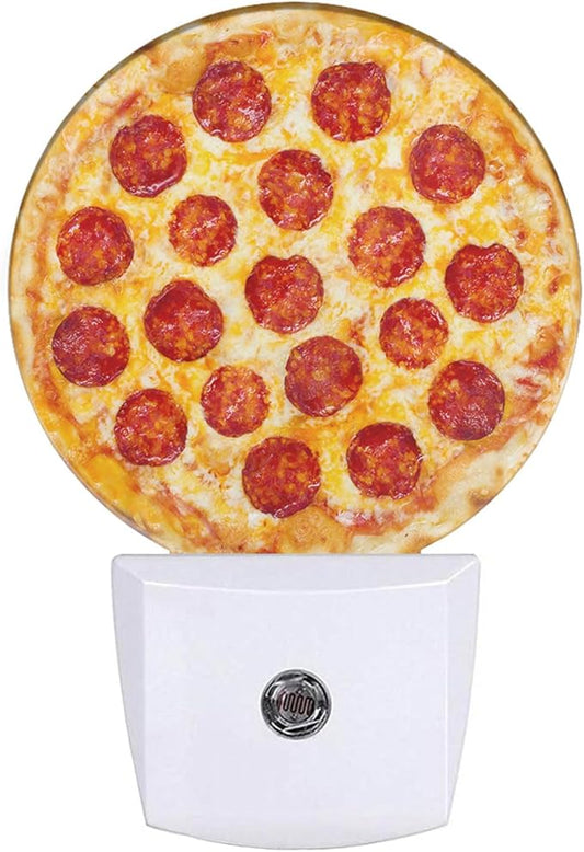 EKOBLA Pizza Plug-in Night Light, Cheese & Sausage Food Pattern LED Nightlight with Auto Sensor for Teens Room & Novelty Gift