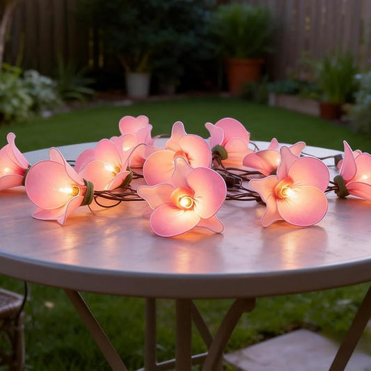 Flower String Lights Plug in with 10 LED Bulbs, Decorative Spring String Lights Indoor for Bedroom, Connectable Flower Fairy Lights Outdoor for Patio Garden Porch Floral Wedding Gifts(Pink Orchid)