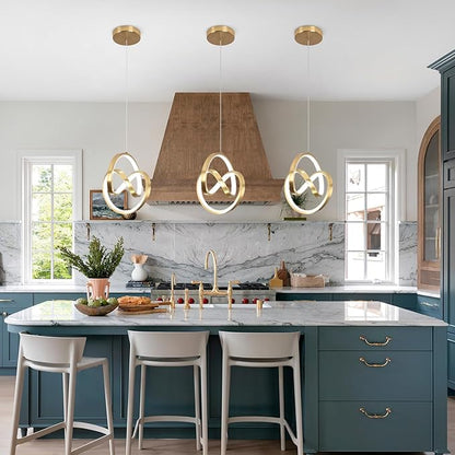 3000~6000K Modern Pendant Light Fixtures, LED Pendant Lights Kitchen Island Lighting Adjustable Height Gold Hanging Lights for Dining Room Kitchen Bedroom, 1Pack