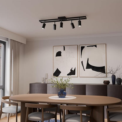 Globe Electric 5-Light Track Lighting, Adjustable Heads, Matte Black 36-Inch Dimmable Track Bar for Modern Kitchen, Living Room & Ceiling Lighting