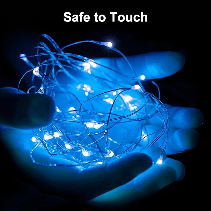 ZGWJ Fairy Lights Battery Operated, 50 Pack Twinkle String Lights 20 LED 7FT 3 Lighting Modes for Bedroom Decor, Easter, Halloween, Christmas, Party Indoor and Outdoor Decoration (Blue, 50PCS)