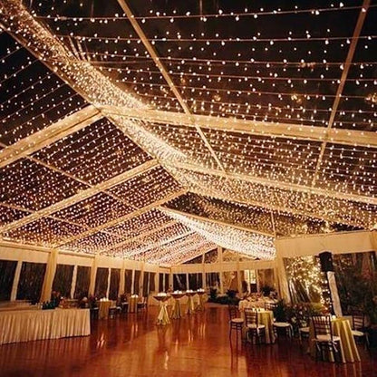 Novelty Lights 11ft Christmas String Lights, 50 Warm White LED Bulbs on White Wire, 2.5" Spacing, Connectable Indoor Outdoor Commercial Grade Lighting for Holidays Patio Weddings