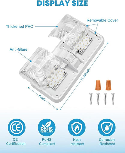 Kohree RV Lights Interior 5PCS, RV LED Ceiling Lights, 12V RV Lights Double Dome Light Fixture with ON/Off Switch for RV Car Trailer Camper Boat, Natural White 4000-4500K, 48X5050SMD