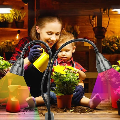 Grow Light for Indoor Plants Growing, Juhefa Gooseneck Clip-on Plant Lamp for Seedlings Succulents Seed Starting,3 Modes & 10-Level Brightness with Timer 3 9 12 Hrs