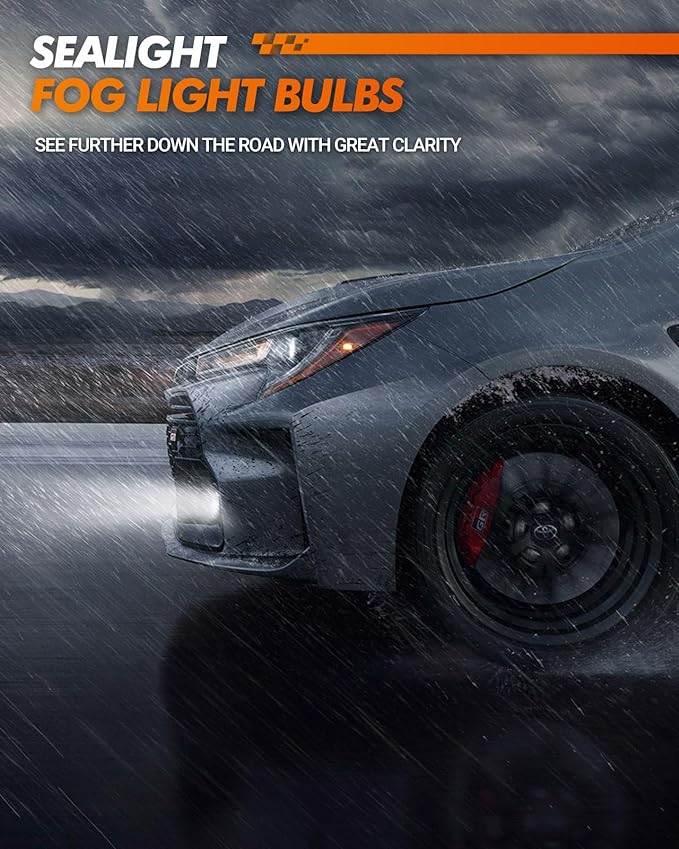SEALIGHT 9005 H11 Fog Light Bulbs Combo with 1200 Feet High Visibility, 60,000LM Super Bright H11/H8 9005/HB3 Lights Bulbs, Plug and Play, Pack of 4