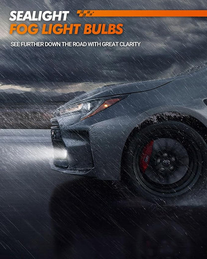 SEALIGHT 9005 H11 Fog Light Bulbs Combo with 1200 Feet High Visibility, 60,000LM Super Bright H11/H8 9005/HB3 Lights Bulbs, Plug and Play, Pack of 4