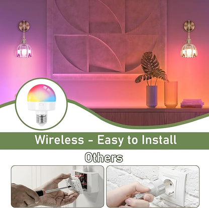 Vintage Battery Operated Wall Sconces Sets Of Two,Indoor not Hardwired Amber Tulip Glass Lampshade Fixtures,Rechargeable Wireless RGB Wall Lights with Dimmable Remote Control,for Bedroom Living Room