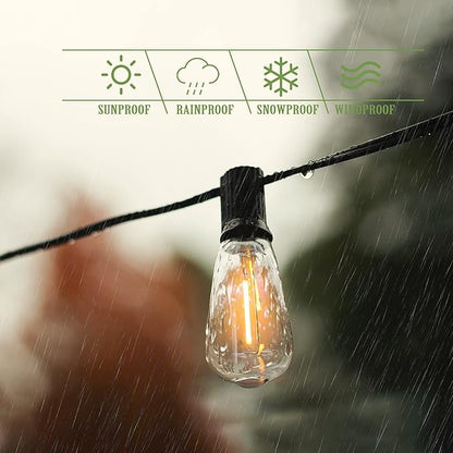 DAMAING Outdoor String Lights 200 FT Waterproof Patio Lights with 102 ST38 Shatterproof LED Bulbs, Dimmable Vintage Edison String Lights for Outside House Backyard Porch Gazebo Party,2-Pack x 100ft
