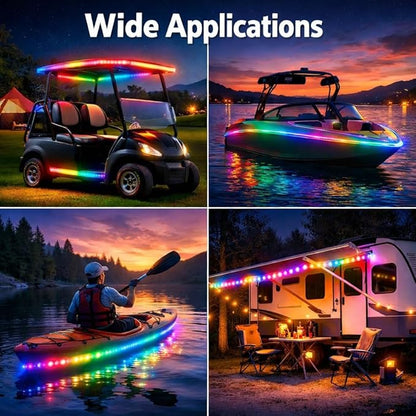 16.4FT Golf Cart Lights Battery Operated RGB+IC Dream Color Led Strip Lights for Golf Cart Canopy Roof Light, Wireless Waterproof Golf Carts Underglow Lights Strip with Remote for EZGO Yamaha Club Car
