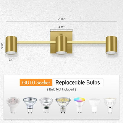 AUQUEE 3 Light Track Lighting Fixtures Ceiling, Gold Kichen Track Lighting, Rotatable Light Heads, Adjustable Modern LED Track Lights for Kitchen/Living Room/Hallway/Bar,GU10 Bulb Not Included