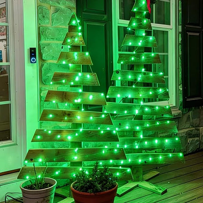 QITONG Green Solar Fairy Lights, 2 Pack Each 66ft 200 LED String Light Outdoor Waterproof, Silver Wire Christmas Twinkle Mini Lights with 8 Modes