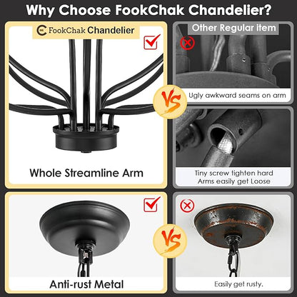 Black Chandelier 12 Light, Hallway Chandelier for Entryway High Ceiling Foyer Candle Chandeliers 36in Modern Farmhouse Light Fixture Chandeliers for Dining Room Master Bedroom Living Room