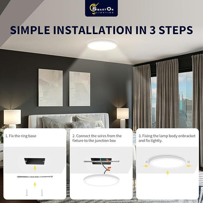 mw 4 Pack 7 Inch Flush Mount LED Ceiling Light Fixture, 14W, 120V, Dimmable, 2700K/3000K/3500K/4000K/5000K Selectable,90+ CRI, Low Profile Ceiling Light for Bedroom Hallway, ETL Certification