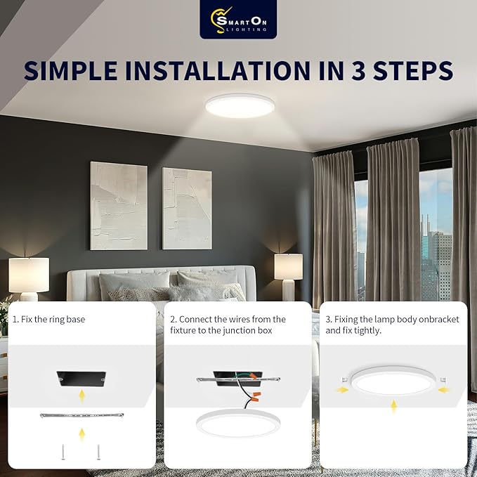 mw 7 Inch Flush Mount LED Ceiling Light Fixture, 14W, Dimmable, 2700K/3000K/3500K/4000K/5000K Selectable,90+ CRI, Low Profile Ceiling Light for Bedroom Hallway, ETL Certification