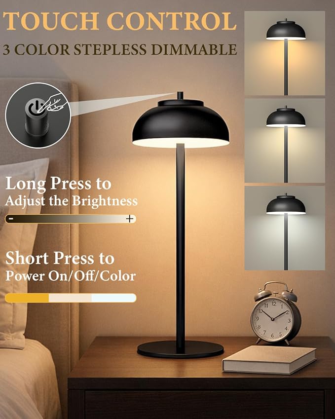 4 Pack Led Cordless Table Lamps Rechargeable,Table Lights Battery Operated-IP65 Waterproof-for Outdoor Patio/Restaurants/Home/Dinner/Table Lighting-Touch Control & Dimmable