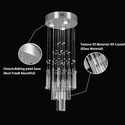 FRIXCHUR 11.8" Modern Crystal Chandelier 33.5" High Ceiling Chandeliers Small Bathroom Chandelier for Entryway Hallway Foyer Staircase