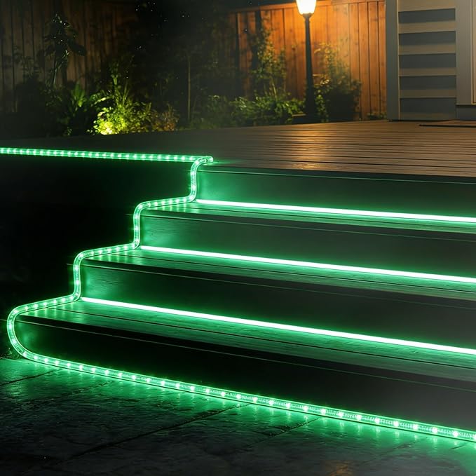 Green LED Rope Lights, 1080 LEDs Waterproof Rope Lights, 110V Cuttable Connectable Rope Lights Waterproof Decorative Lighting for Indoor/Outdoor, Patio, Halloween and Christmas Decorations