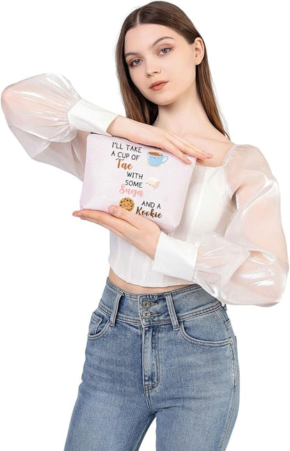 WSNANG Korean Group Fans Gift Music Lover Bag A Cup of Tae With Suga and A Kookie Tote Bag Reusable Shopping Bag