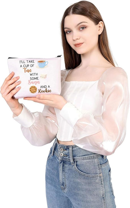 WSNANG Korean Group Fans Gift Music Lover Bag A Cup of Tae With Suga and A Kookie Tote Bag Reusable Shopping Bag