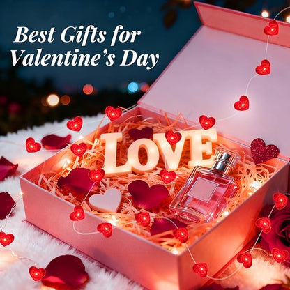AIKEI 2 Pack Valentines LED Fairy Lights Battery Operated, Red Heart String Lights Waterproof 7 Feet 20 Led Firefly Starry Lighting for Wedding Party Bedroom Table Valentine's Day Decoration
