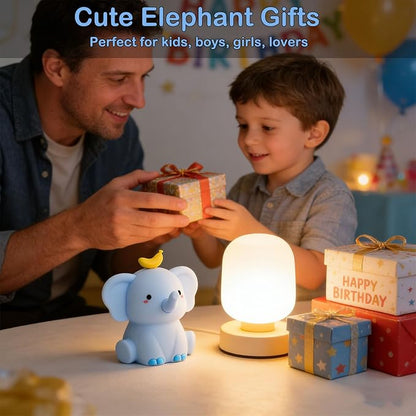 Elephant Lamp, Elephant Cute Night Light Gifts, Rechargeable Bedside Nightlight, Dimmable Squishy Silicone Animal Touch Lamp, Baby Room Decor, Small Night Light for Kids Teens Boys Girls Lovers