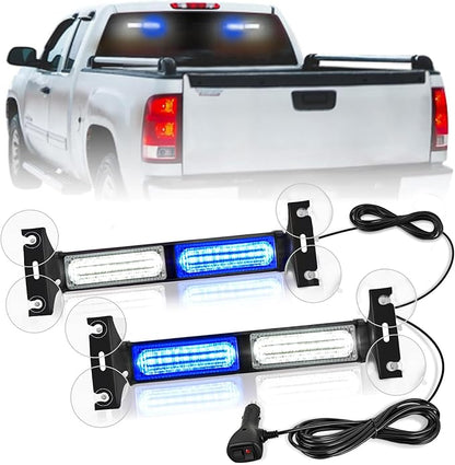 Nilight 40LED Blue White Emergency Strobe Traffic Advisor Light Bar with Suction Cups Dash Safety Warning Hazard Flashing Lights Interior Front/Rear Windshield for Trucks Construction Vehicles