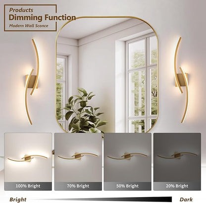 Hardwired Modern LED Wall Light Fixtures, 3000~6000K Modern 5CCT Wall Sconce for Living Room, 31.5IN Indoor Wall Lights Gold Bathroom Light for Bedroom, Hallway, Bedside