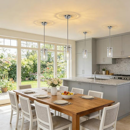 1 Pack Seeded Glass Pendant Lights Kitchen Island, Hanging Modern Pendant Light Fixtures, 5.5" Brushed Nickel Pendant Lighting Island Lights for Kitchen Over Sink Entryway Hallway