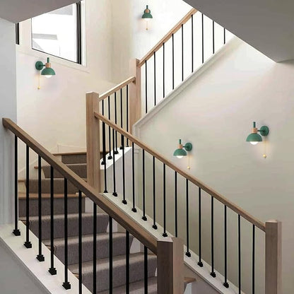 Pull Chain Wall Lights for Bedroom Modern Bathroom Wall Sconce Light with Switch E26 Socket Bedside Wall Lamps for Living Room Vintage Wall Light Fixtures for Hallway Porch Vanity Green