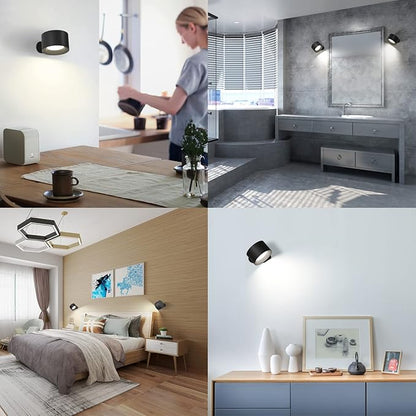 AKSDA LED Reading Lights, Wall Mounted Sconces with 3 Color Temperatures & 3 Brightness Levels, Rechargeable Battery Operated Touch Control 360° Magnetic Ball for Study Bedside Bedroom