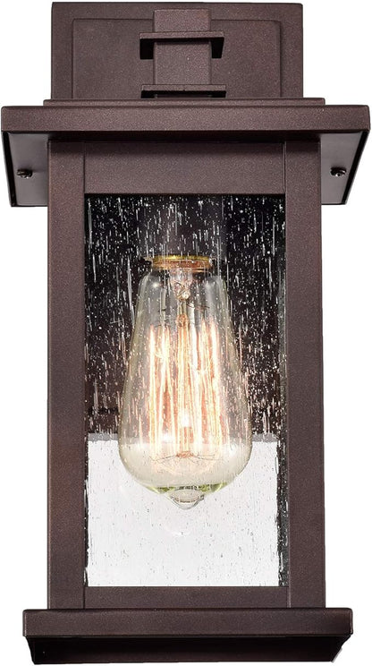 MICSIU 2-Pack Bronze Outdoor Wall Light, 12.25" Anti-Rust Sconce, No Assembly Required, 100W Max Exterior Fixture for Front Door, Garage, Patio, Yard, Deck