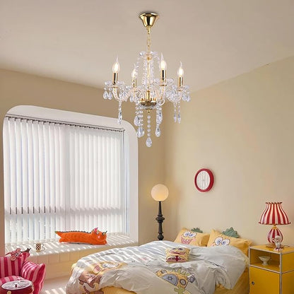 YYSHCHEN Gold Crystal Chandelier,Modern Mini Chandelier,Small Chandelier for Dining Room, Girls Bedroom,Living Room,.