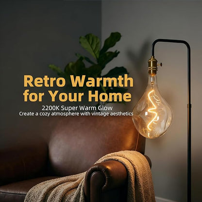 A165 Irregular Unique Large Oversized Vintage LED Edison Light Bulb,2200K Warm Amber Glass Dimmable,5Watt 400LM Extra Giant Decorative Light Bulbs for Pendant Floor Lamp 1Pack