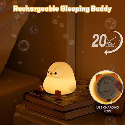 Penguin Night Light for Kids, Cute Penguin Lamp Silicone Baby Nursery Night Lamp, Dimmable Squishy Touch Bedside Lamps, Adorable Rechargeable Animal Lamps Gifts Kawaii Room Decor for Kids Girls Boys