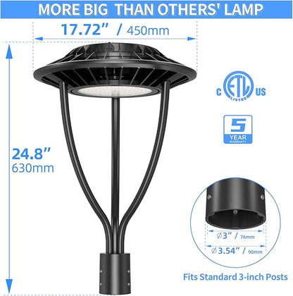 ADUB 10 PCS LED Post Lights 80W 60W 48W, Outdoor LED Post Top Light 3000K/4000K/5000K Adjustable, ETL Listed Fixture with Photocell, IP65 Commercial Lamp Pole Lighting, AC 100-277V