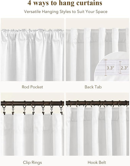 StangH White Velvet Curtains 108 inches Long, Luxury Back Tab Privacy Protect Window Drapes for Living Room Sliding Door/Patio/Laundry, W52 x L108, 2 Panels
