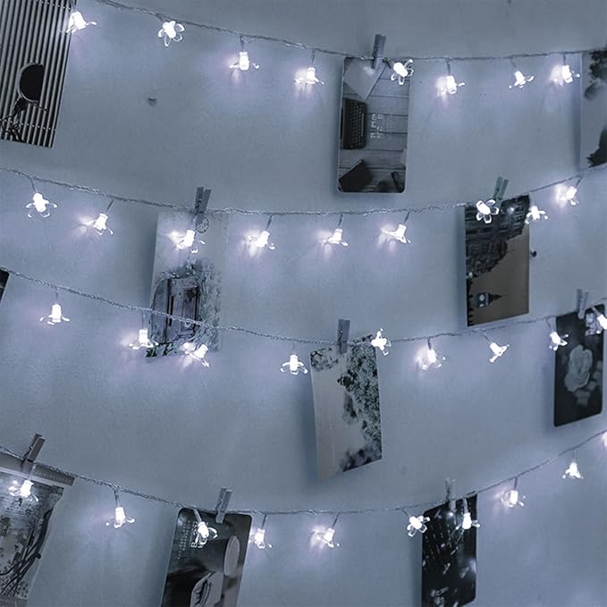 JACUXLSS Fairy Cool White Flower String Lights, 33ft 100 LED Plug in 8 Lighting Mode Cherry Blossom Indoor Wall Ceiling Window Decorations, Aesthetic Lamp Decor for Christmas Holiday Easter Bed Room