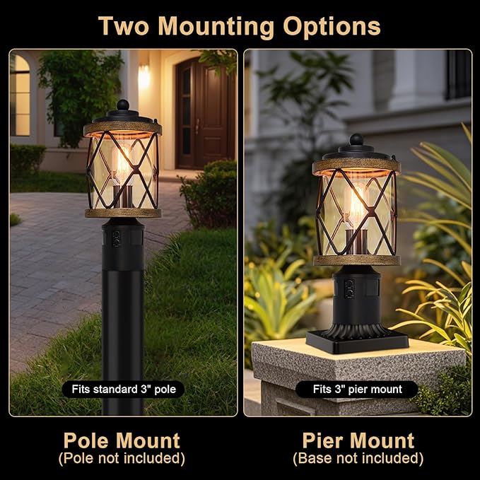 Motion Sensor Outdoor Post Lights, 4 Lighting Modes Lamp Posts Outdoor Lighting, Dusk to Dawn Waterproof Aluminum Post Lights Fixtures Pole Light for Outside Patio Yard Garden Fence Yard