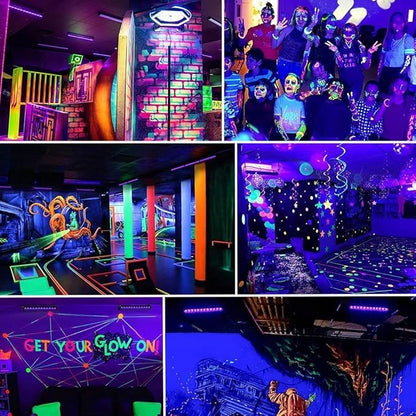 4 Pack LED 42W Black Lights, Blacklight Bars with Plug+Switch+6ft Cord, Light Up 24x24ftx4, Blacklight for Glow Party, Fluorescent Poster, Body Paint, Halloween Decorations, Bedroom, Stage