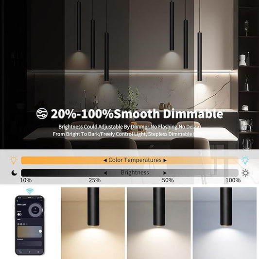 OKELI Modern Smart 3-Light Pendant Light Fixtures Round Pendant Lights Kitchen Island LED Minimalist Pendant Lighting Fixture for Kitchen,Dinning Room,Bedroom,Hallway,Bar