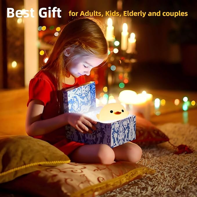 Dodo Duck Night Light, 50Hrs Duck Lamp Squishy, Tap Control 2 Brightness, 20Min Auto-Off, Rechargeable Animal Night Light for Kids Bedroom, [Mothers Day Gifts]